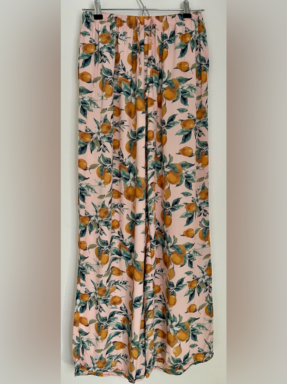 Orange Blossom Print Wide Leg Lightweight Summer Lounge Pants size XS
